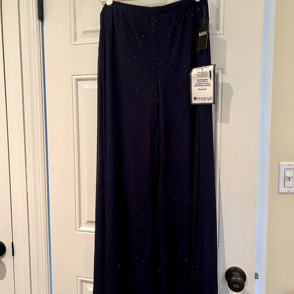 MSK Navy Sparkle Palazzo Pants - Picture 2 of 5